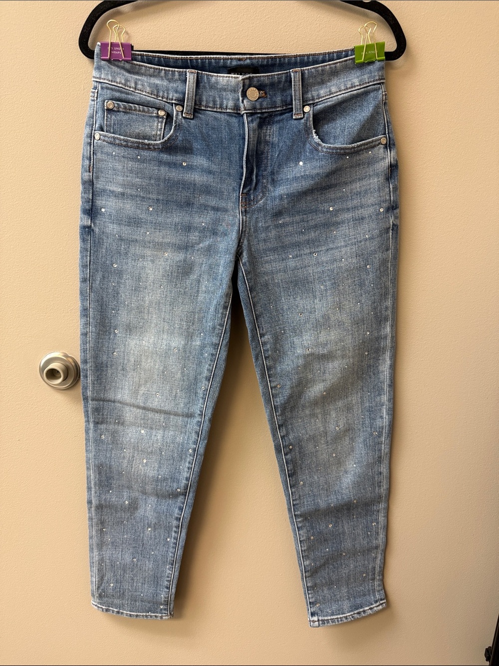 Talbots Light Blue Straight Leg Jeans with Subtle Speckle Detail